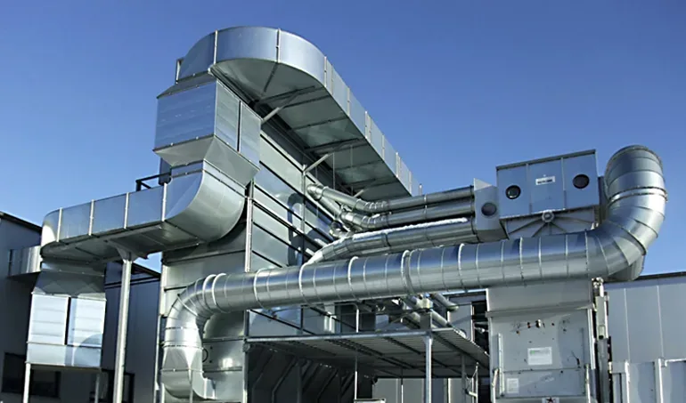 Industrial ventilation fans and ducting